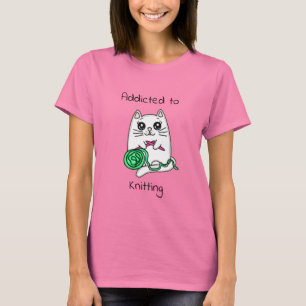 T-shirt Addicité au Tricot Cute chat