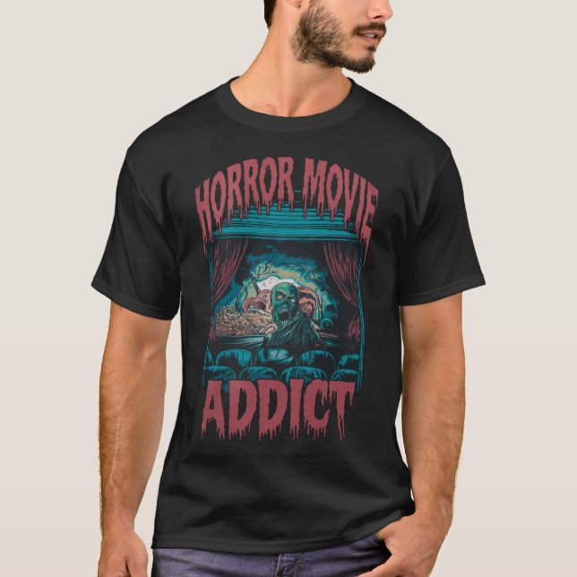 T-shirt Addict de cinéma d'horreur Zombie Halloween (Devant)
