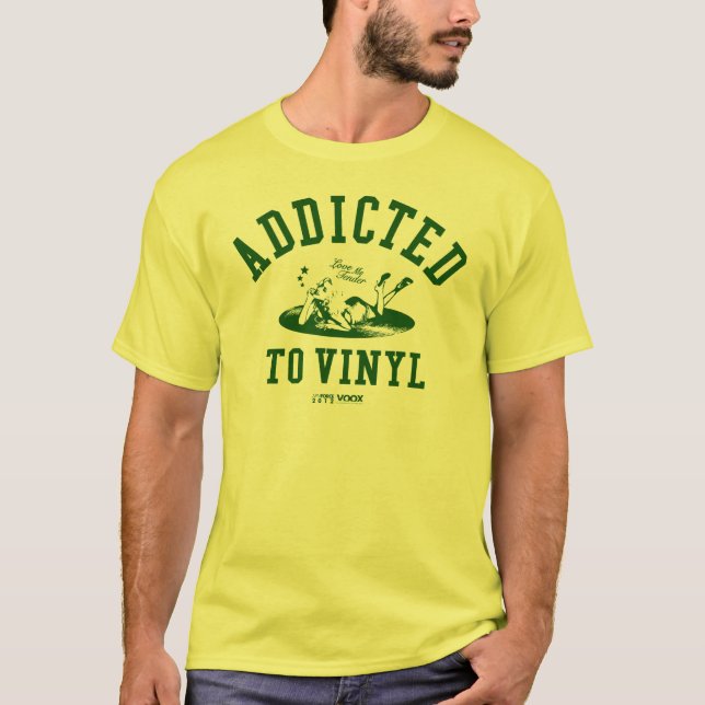 T-shirt Addicted to vinyl (green) (Devant)