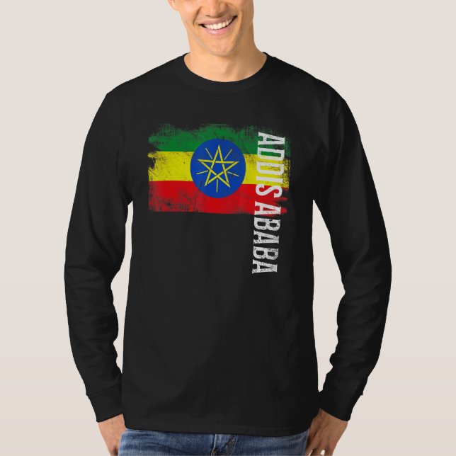 T-shirt Addis-Abeba Éthiopie Drapeau Pour Hommes Ethiopien (Devant)