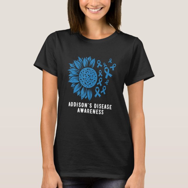 T-shirt Addison s disease Awareness sunflower with Blue Ri (Devant)