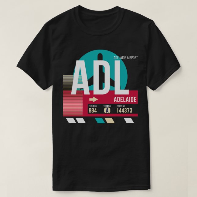 T-shirt Adélaïde ADL Australie Code de l'aéroport Numéro d (Design devant)