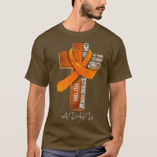T-shirt ADHD Awareness Orange Ribbon Christian Cross147 