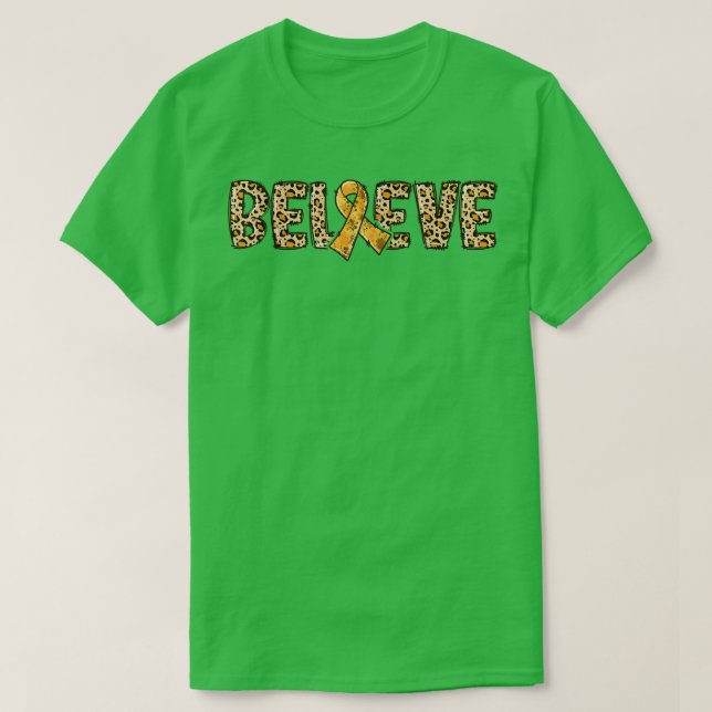 T-shirt ADHD Leopard Print Orange Ribbon Support Believe  (Design devant)