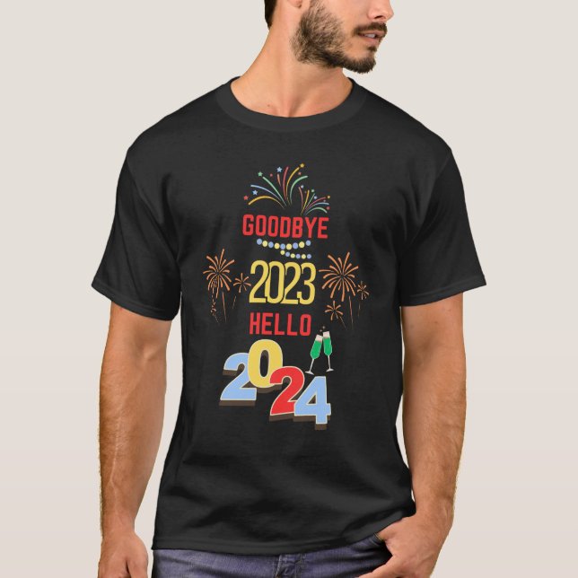 T-shirt Adieu 2023 Bonjour 2024 | Bonne année 2024 (Devant)