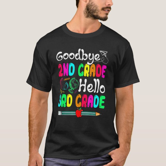 T-shirt Adieu 2e année Bonjour 3e année école mignonne (Devant)