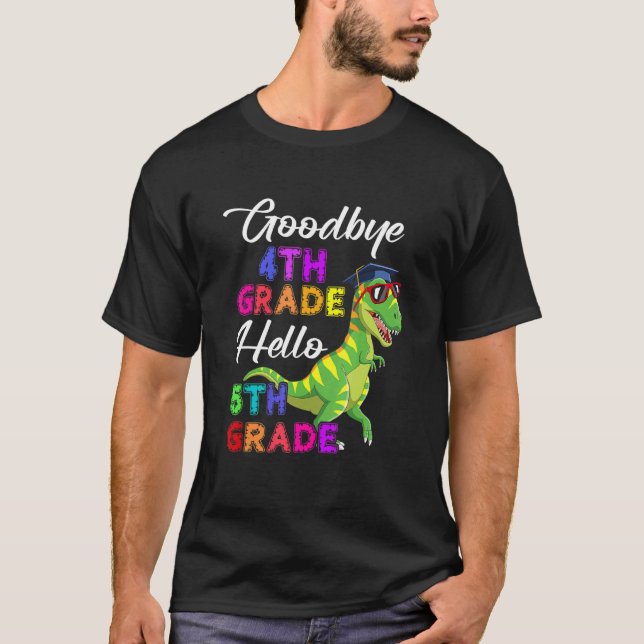 T-shirt Adieu 4e Bonjour 5e année Dinosaure de diplôme (Devant)
