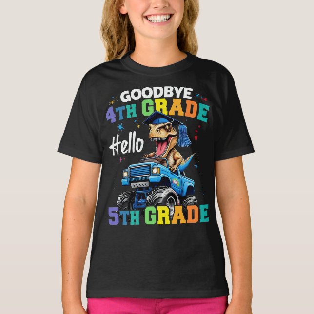 T-shirt Adieu 4e grade T Rex Monster Truck Graduation (Devant)