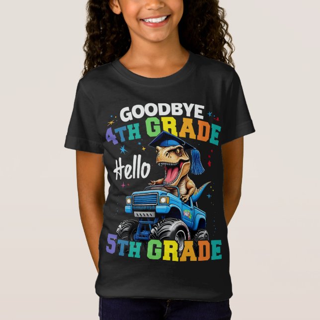 T-Shirt Adieu 4e grade T Rex Monster Truck Graduation (Devant)