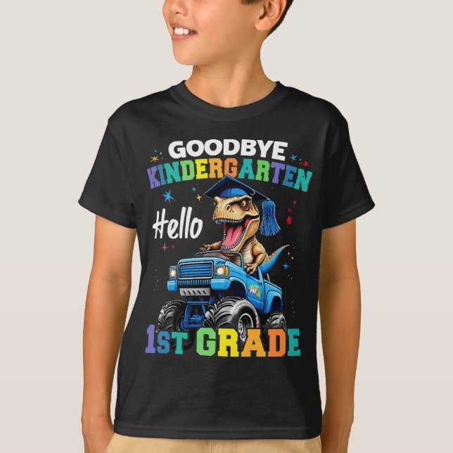 T-shirt Adieu jardin d'enfants Monster Truck Trex Graduati (Devant)