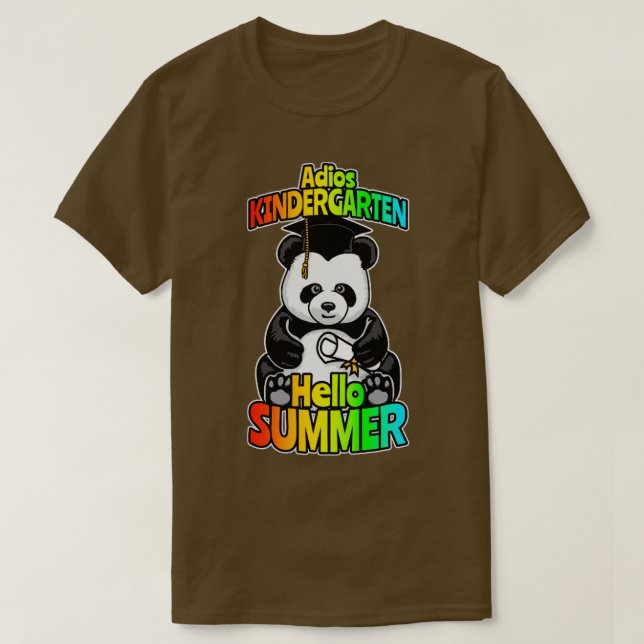 T-shirt Adios Kindergarten Hello Summer Funny Happy Panda (Design devant)