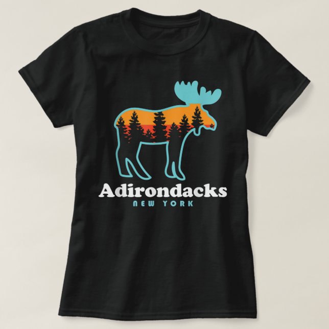 T-shirt Adirondacks NY Moose Adirondacks New York (Design devant)