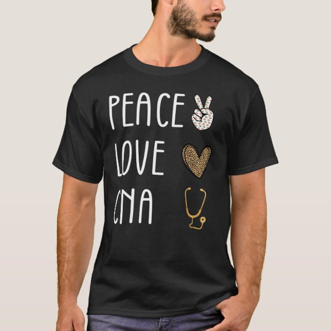 T-shirt Adjointe en soins infirmiers certifiée Peace Love  (Devant)