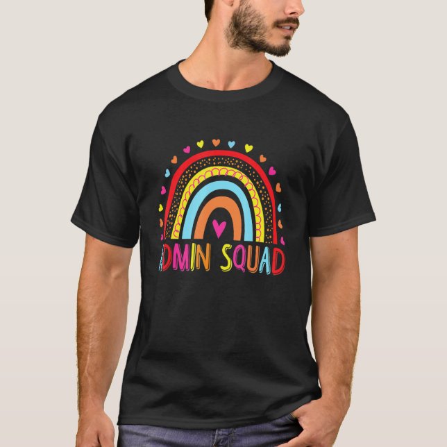 T-shirt Admin Squad Administrateur Arc-en-ciel Enseignant  (Devant)