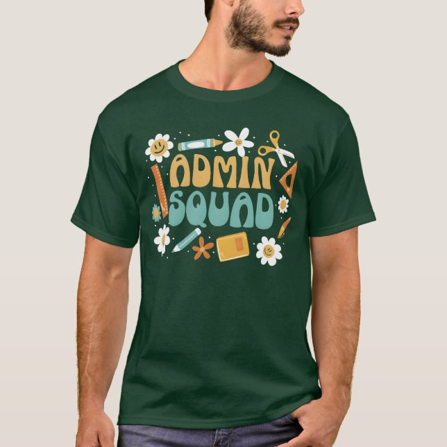 T-shirt Administrateur Scolaire Principal Admin Squad rétr (Devant)