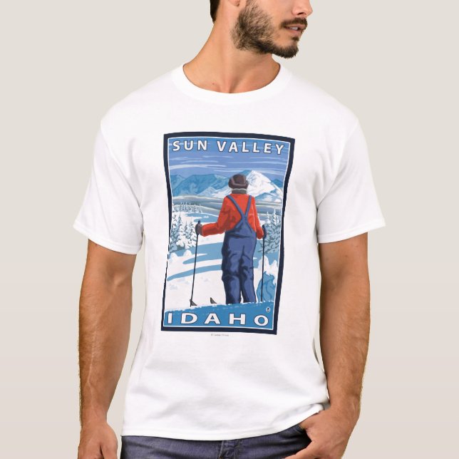 T-shirt Admirer de skieur - Sun Valley, Idaho (Devant)