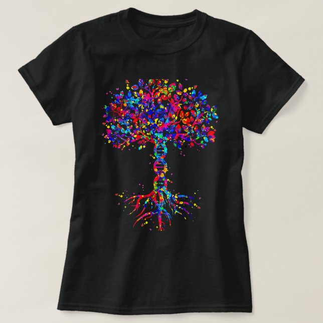 T-shirt ADN Arbre Vie Aquarelle Biologiste génétique Scien (Design devant)