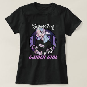T-shirt Ado moderne Gamer Girl Dessin Nom du dessin Slogan