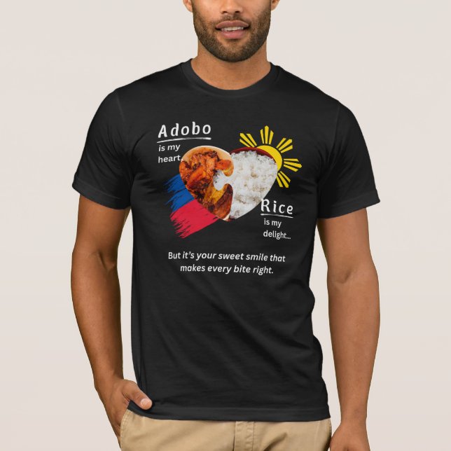 T-shirt Adobo + Riz = Véritable Amour (Devant)