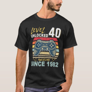 T-shirt Adolescent Niveau 40 Déverrouillé Awesome Depuis 1