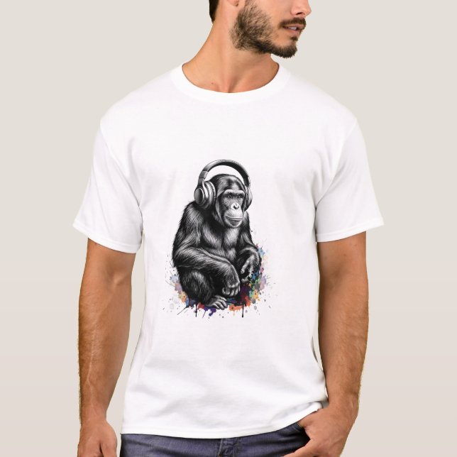 T-shirt ADOM Premium "Gorille de la Musique" Manches Longu (Devant)