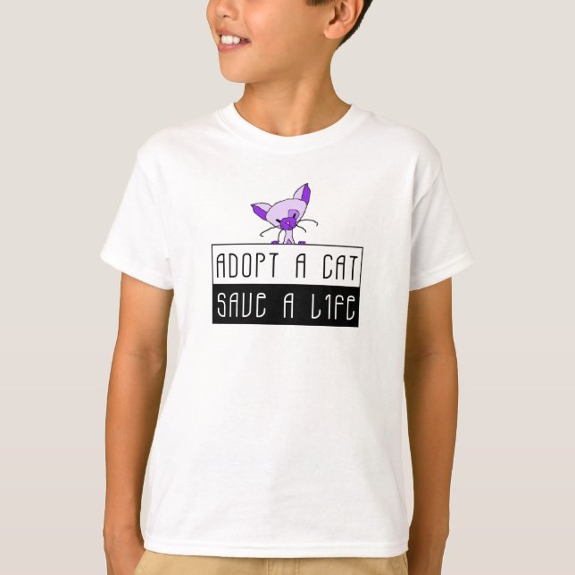 T-shirt Adopt A Cat Save A Life (Devant)