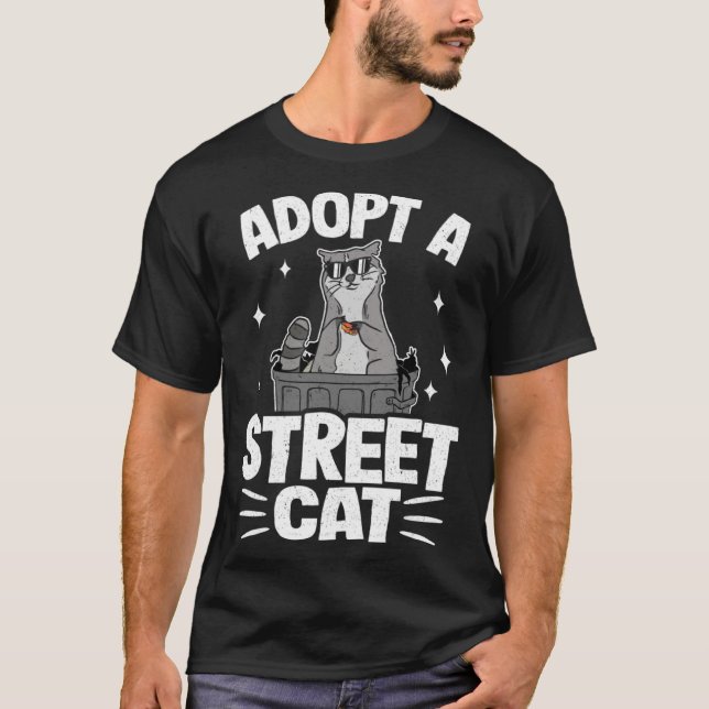 T-shirt Adopt A Street Cat Funny Raccoon 1 (Devant)
