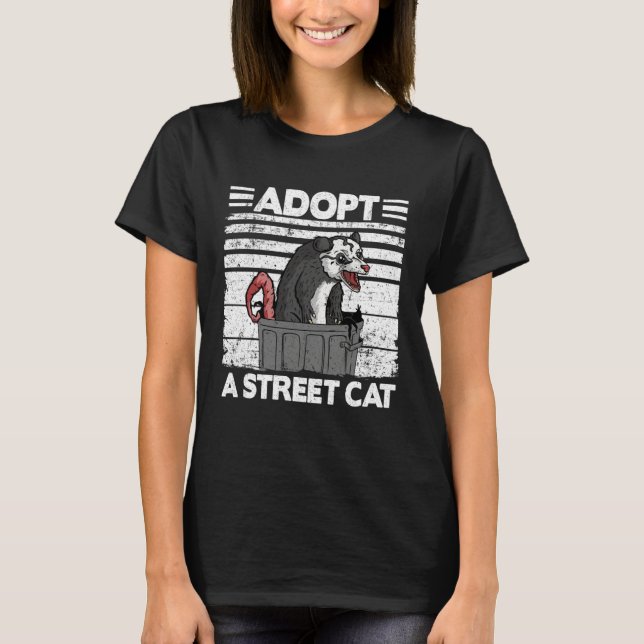 T-shirt Adopt A Street Cat Opossum Meme Trash Possum  1 (Devant)