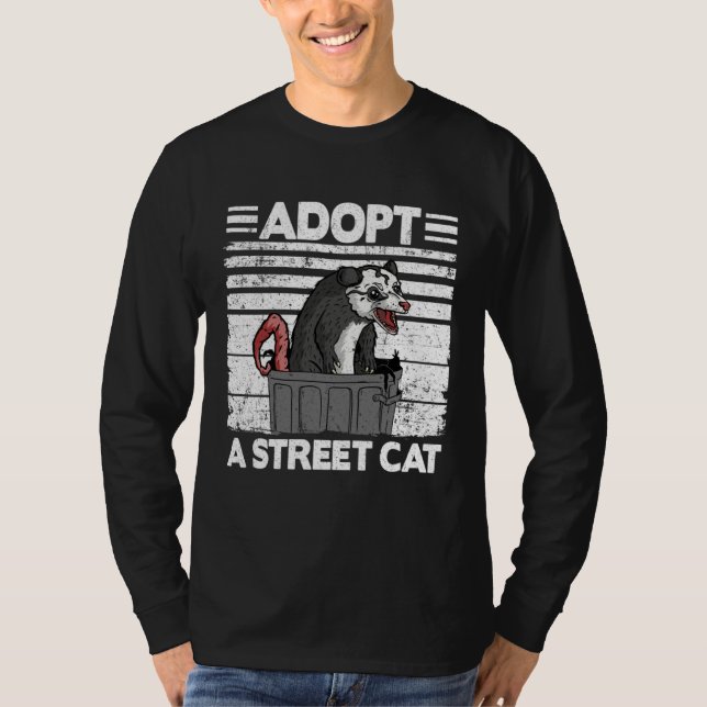 T-shirt Adopt A Street Cat Opossum Meme Trash Possum  1 (Devant)