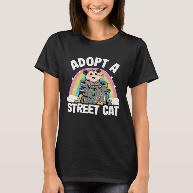 T-shirt Adopt A Street Cat Opossum Trash Rainbow Possum (Devant)