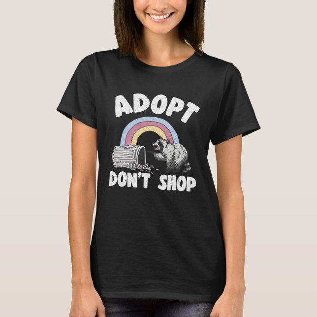 T-shirt Adopt Don t Shop Rainbow Raccoon  1 (Devant)