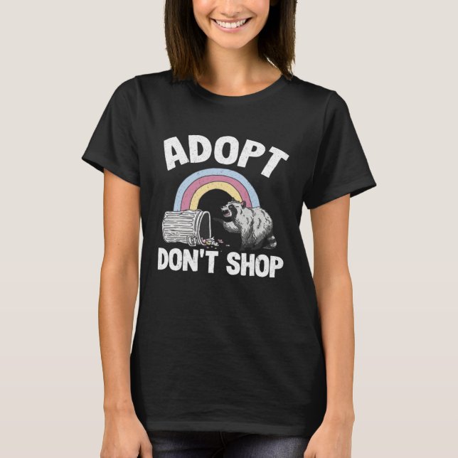 T-shirt Adopt Don't Shop Rainbow Raccoon 1 (Devant)