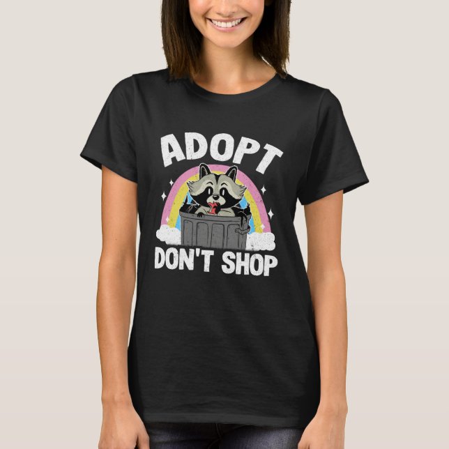 T-shirt Adopt Don't Shop Rainbow Raccoon 3 (Devant)