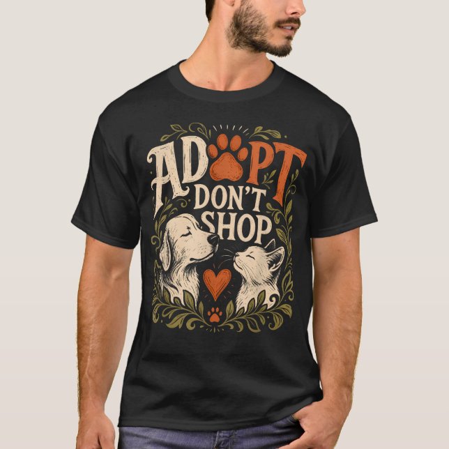 T-shirt Adopter Adopter N39Achetez Pas Drôle D'animal (Devant)
