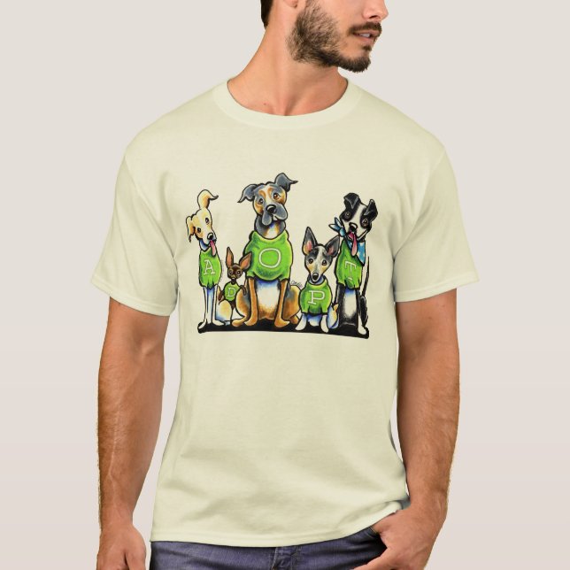 T-shirt Adopter des chiens d'abri Tee - shirts verts pense (Devant)