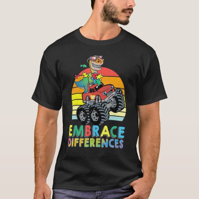 T-shirt Adopter les Différences Autisme Dinosaure Camion G (Devant)