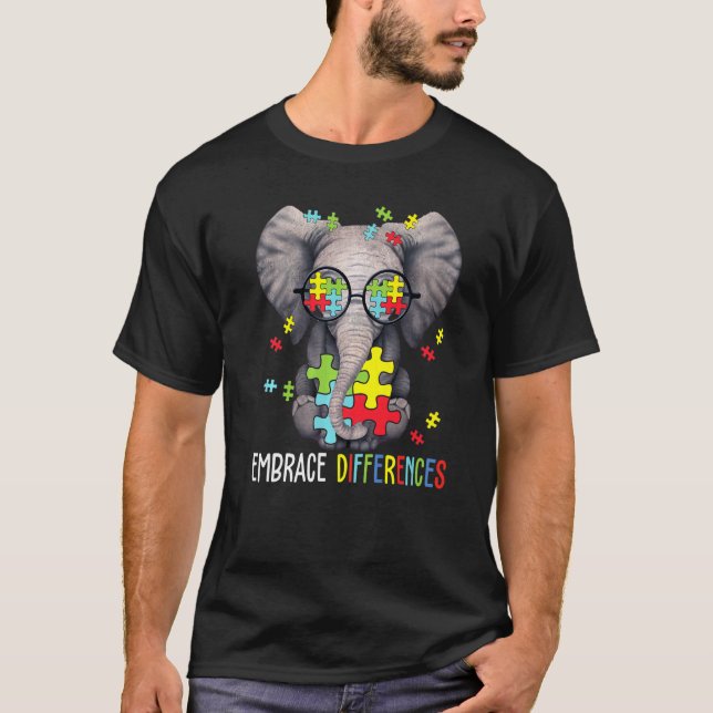 T-shirt Adopter les différences Éléphant drôle de sensibil (Devant)