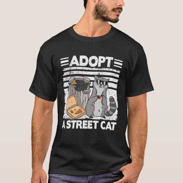T-shirt Adopter Un Chat De Rue Déchets Panda Pizza Racco (Devant)