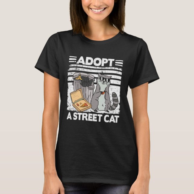 T-shirt Adopter un chat de rue Trash Garbage Panda Pizza R (Devant)
