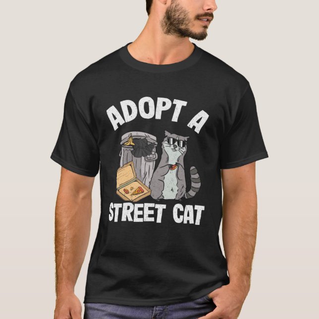 T-shirt Adopter un chat de rue Trash Garbage Panda Pizza R (Devant)