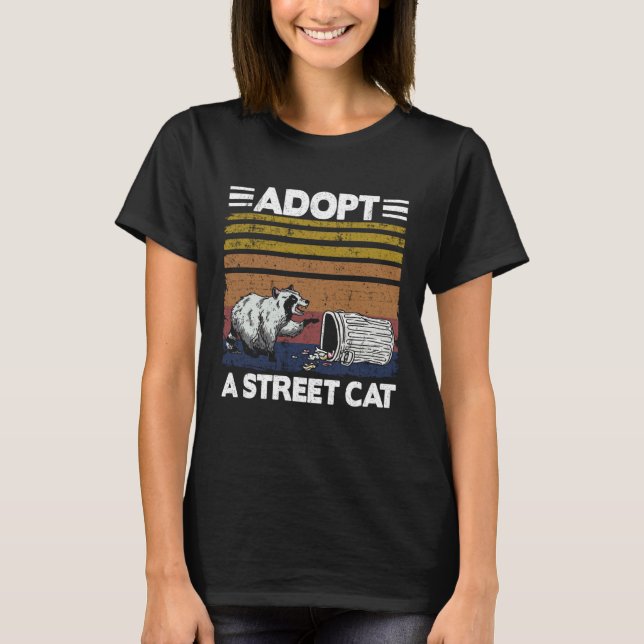 T-shirt Adopter un chat de rue Trash Garbage Panda Raton l (Devant)
