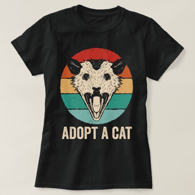 T-shirt Adopter Un Chat Drôle Possum (Design devant)