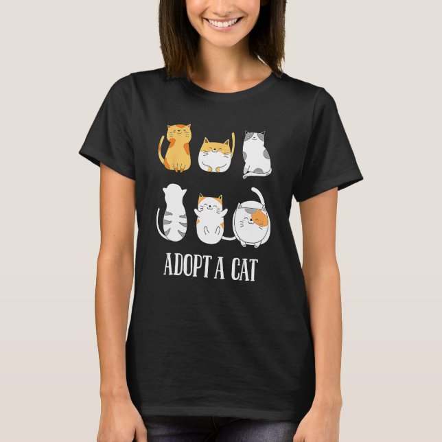 T-shirt Adopter Un Chat Heureux Foster Adopter Adoption De (Devant)