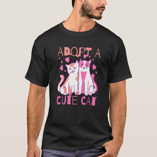 T-shirt Adopter Un Chat Mignon (Devant)