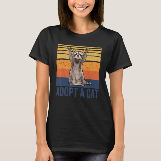 T-shirt Adopter Un Chat  Raton Laveur Mignon (Devant)