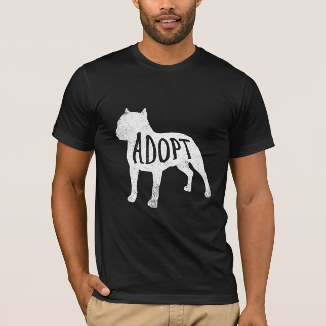 T-shirt Adoptez la chemise de silhouette de pitbull (Devant)