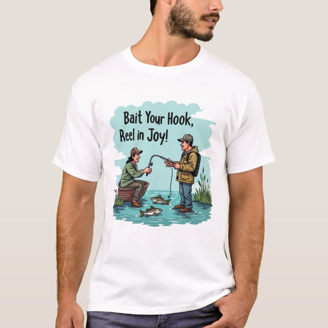 T-shirt Adoptez la joie de la pêche (Devant)
