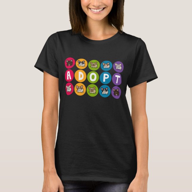 T-shirt Adoptez l'arc-en-ciel Frenchie (Devant)
