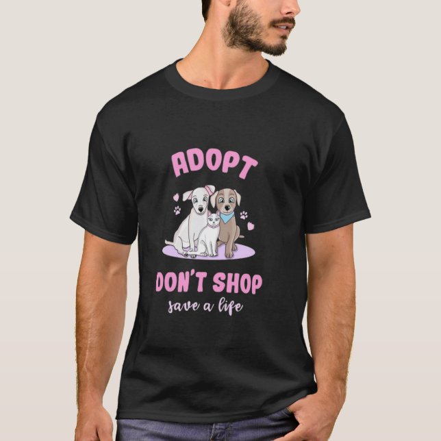 T-shirt Adoptez N'Achetez Pas Chat & Chien (Devant)