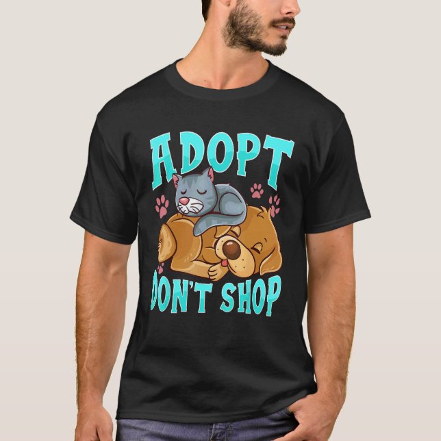 T-shirt Adoptez N'Achetez Pas Chat & Chien (Devant)
